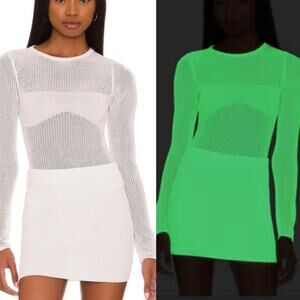 h:ours White Mesh Top Sweater SMALL Revolve Glow in The Dark Sheer Rave $198 NEW